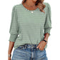 🏖️Women Dressy Casual 3/4 Length Sleeve Blouses with Smocked Cuffs