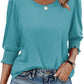 🏖️Women Dressy Casual 3/4 Length Sleeve Blouses with Smocked Cuffs