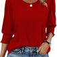 🏖️Women Dressy Casual 3/4 Length Sleeve Blouses with Smocked Cuffs