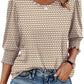 🏖️Women Dressy Casual 3/4 Length Sleeve Blouses with Smocked Cuffs