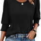 🏖️Women Dressy Casual 3/4 Length Sleeve Blouses with Smocked Cuffs