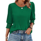 🏖️Women Dressy Casual 3/4 Length Sleeve Blouses with Smocked Cuffs