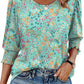 🏖️Women Dressy Casual 3/4 Length Sleeve Blouses with Smocked Cuffs