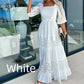 🍃Women’s Trendy Patchwork Tie Waist Square Neck Long Dress💃