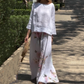 🌸Spring Specials🌸 Solid Tops ＆ Floral Wide-Leg Pants (2-Piece Set)🔥