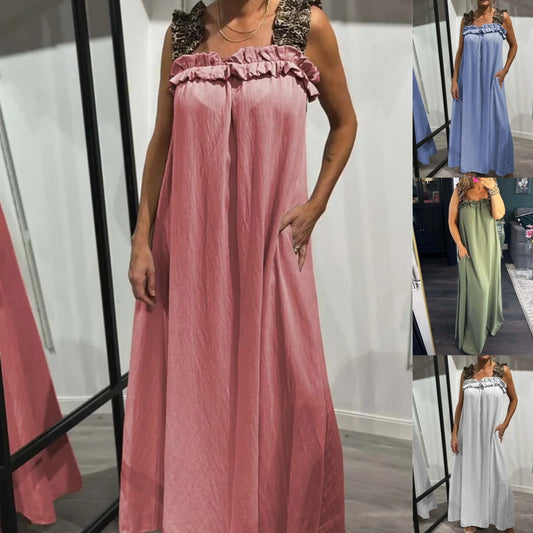 ☄️NEW HOT SALE🎉Women's Casual Sleeveless Maxi Dress with Pockets