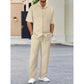 🌼Men's Collared Top & Drawstring Pants Set