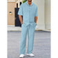 🌼Men's Collared Top & Drawstring Pants Set