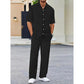 🌼Men's Collared Top & Drawstring Pants Set