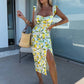 💜Women's Elegant Floral Print Side Slit Dress