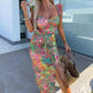 💜Women's Elegant Floral Print Side Slit Dress