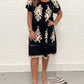 Geometric Pattern Multi Print Square Neck Dress