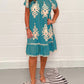 Geometric Pattern Multi Print Square Neck Dress