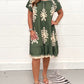 Geometric Pattern Multi Print Square Neck Dress