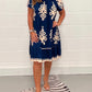 Geometric Pattern Multi Print Square Neck Dress