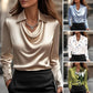 Women's Solid Color Print Drape Collar Shirt