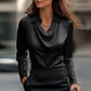 Women's Solid Color Print Drape Collar Shirt