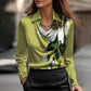 Women's Solid Color Print Drape Collar Shirt