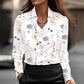Women's Solid Color Print Drape Collar Shirt