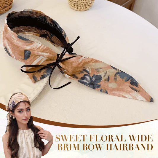 Sweet Floral Wide Brim Bow Hairband