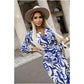 V-Neck Fashion Printed Waist Tie Dress