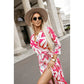 V-Neck Fashion Printed Waist Tie Dress