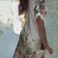 Loose V-Neck Lapel Design Floral Dress