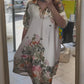 Loose V-Neck Lapel Design Floral Dress