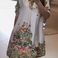 Loose V-Neck Lapel Design Floral Dress
