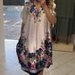 Loose V-Neck Lapel Design Floral Dress
