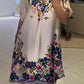Loose V-Neck Lapel Design Floral Dress