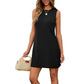 Women's Elegant Solid Sleeveless Slit Short Dress